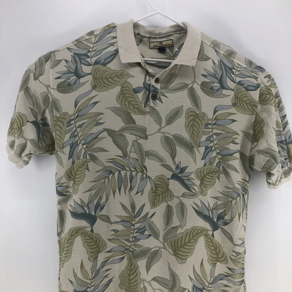 Tommy Bahama Silk Blend Polo Shirt Floral Tropical Print Resort Wear XL